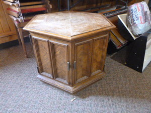 lot 117 image: Hexagon Wood Side Table