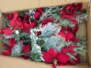 lot 70 image: box of poinsettia and berry bushes...