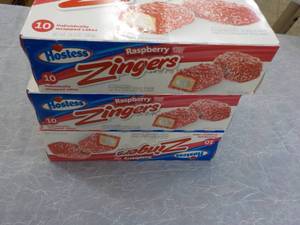 lot 292 image: 3 boxes of hostess raspberry zinger...