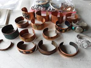Lot Of Copper Tooled Cuffs & Other Unique Bracelets