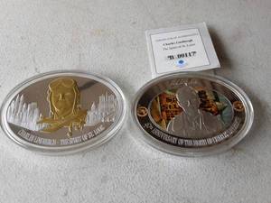 2-Commemorative Novelty Coins 100 Grams Gold & Silver Layered