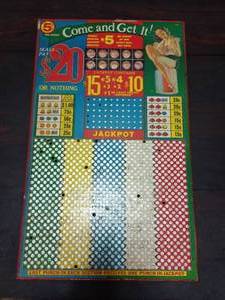 lot 24 image: Vintage 5 Cent Come And Get It Punch Board Game