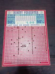 lot 22 image: Vintage 10 Cent Ninety Percenter Punch Board Game