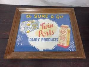 lot 87 image: Framed Twin Ports Dairy Products Sign