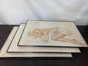 lot 88 image: Three Framed Varga Girl Prints