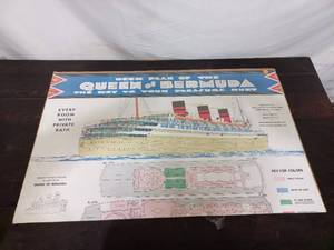 lot 110 image: Vintage Deck Plan Of The Queen Of Bermuda Poster