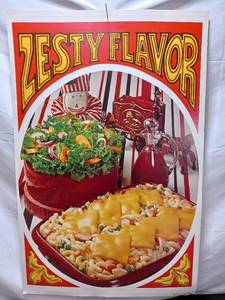 lot 111 image: Vintage Kraft Foods Zesty Flavor Circus Themed Double Sided Lithograph  Advertisement