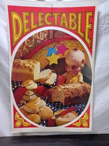 lot 113 image: Vintage Kraft Foods Delectable Circus Themed Double Sided Lithograph Advertisement