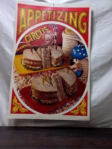 lot 112 image: Vintage Kraft Appetizing Circus Themed Double Sided Lithograph Advertisement