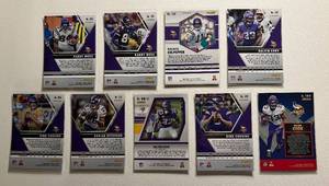 lot 23 image: 20202021 Minnesota Vikings Star Lot - Moss, Cook, Cousins, Peterson, Culpepper, Mosaic Prizm Insersts Parallels