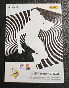 lot 31 image: 2020 Chronicles Clear Vision Justin Jefferson Rookie Card #CV-11 Minnesota Vikings