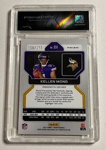 lot 46 image: 2021 Panini Prizm Kellen Mond #351 175 Rookie Card DP Green Prizm Peacock Graded 9.5 Mint Football Minnesota Vikings