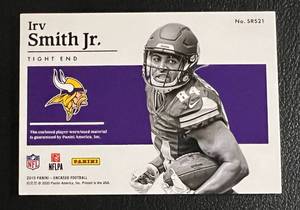 lot 58 image: 2019 Rookie Swatched Irv Smith 75 #SRS21 2019 Panini Encased Football Card Minnesota Vikings