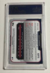 lot 85 image: 2015 Bowman Prospects Nick Gordon Chrome 150 - Blue Refractor #BCP75 PSA Graded 9 Mint Minnesota Twins Baseball C ard