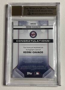 lot 97 image: 2022 Bowman Sterling Keoni Cavaco Beckett Graded Gem Mint 9.5  8 Auto Gold Refractor Minnesota Twins