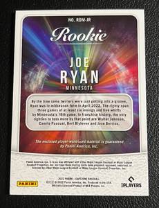 lot 113 image: 2022 Capstone Joe Ryan Dual Relic Game Worn Rookie Card #RDM-JR Minnesota Twins Baseball