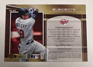 lot 121 image: 2007 Upper Deck Elements Jason Bartlett Auto Card #AU-BT Minnesota Twins Baseball