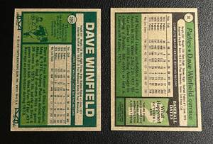 lot 124 image: 1977 and 1979 Topps Dave Winfield #390 and #30 Vintage Baseball Cards (2 cards)