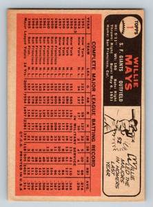 lot 2A image: 1966 Topps Willie Mays #1 Vintage Baseball Card