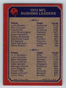lot 12 image: 1973 Topps OJ Simpson  Larry Brown Rushing Leaders #1 Vintage Football Card