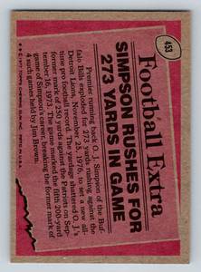 lot 18 image: 1977 Topps OJ Simpson #453 Vintage Football Card