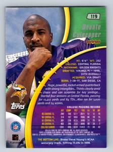 lot 20 image: 1999 Stadium Club Chrome Daunte Culpepper Rookie Card #119 Minnesota Vikings Football