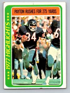 lot 24 image: 1978 Topps Walter Payton (2 cards) #3 Highlights and #333 Rushing Leaders Vintage Football