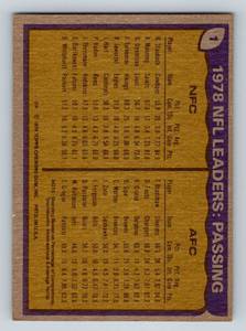 lot 45 image: 1979 Topps Roger Staubach  Terry bradshaw #1 NFL Passing Leaders Vintage Football Card