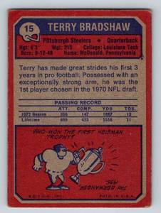 lot 51 image: 1973 Topps Terry Bradshaw # 15 Vintage Football Card Pittsburgh Steelers