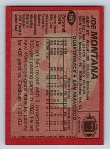 lot 57 image: 1983 Topps Joe Montana #169 Vintage Football Card