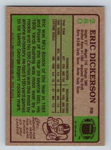 lot 63 image: 1984 Topps Eric Dickerson Rookie Card #280 Vintage Football