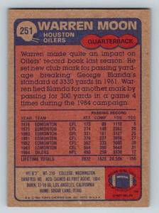 lot 69 image: 1985 Topps Warren Moon Rookie Card #251 Vintage Football
