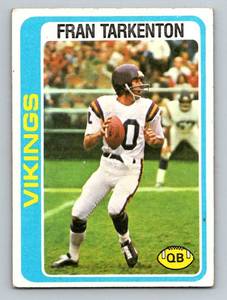 lot 73 image: 1978 Topps Fran Tarkenton (2 cards) #5 and #100 Vintage Football Cards Minnesota Vikings