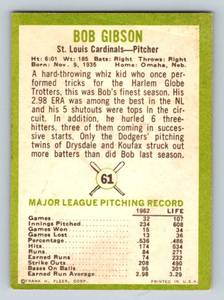 lot 76 image: 1963 Fleer Bob Gibson #61 Vintage Baseball Card