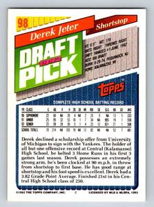 lot 84 image: 1993 Topps Derek Jeter #98 Rookie Card Baseball