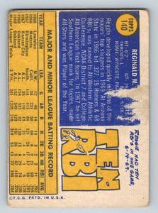 lot 92 image: 1970 Topps Reggie Jackson #140 2nd Year Card Vintage Baseball