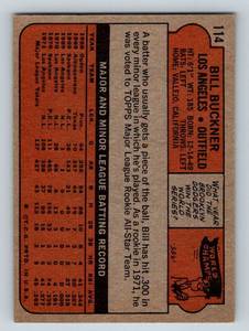lot 98 image: 1972 Topps Bill Buckner Rookie Cup #114 Vintage Baseball Card