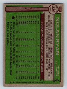 lot 112 image: 1976 Topps Nolan Ryan #330 Vintage Baseball Card
