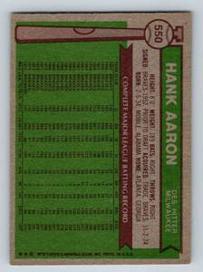 lot 116 image: 1976 Topps Hank Aaron # 550 Vintage Baseball Card