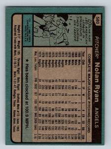 lot 130 image: 1980 Topps Nolan Ryan # 580 Vintage Baseball Card