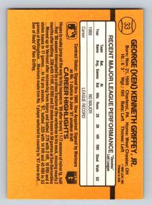 lot 146 image: 1989 Donruss Ken Griffey Jr. Rookie Card #33 Baseball