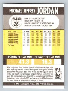 lot 179 image: Michael Jordan 1990 Fleer #26 Vintage Basketball Card