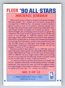 lot 185 image: 1990 Fleer All-Stars Michael Jordan #5 Insert Basketball Card