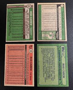 lot 128 image: Rod Carew 4 Card Lot, Topps 1976 # 400  1979 # 300  1981 #100  1982 #547 Minnesota Twins Baseball