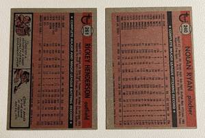 lot 132 image: 1981 Topps Nolan Ryan #240 and Rickey Henderson #261 2nd Year Baseball Card
