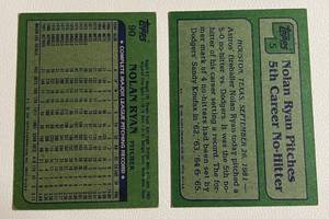 lot 134 image: 1982 Topps Nolan Ryan (2 cards) #5 and #90 Vintage Baseball Cards