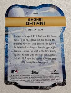 lot 152 image: 2022 Topps Fire Gold Foil Shohei Ohtani To The Moon Die Cut #TTM-1 Baseball Card