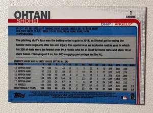 lot 154 image: 2019 Topps Chrome Shoehei Ohtani #1 Rookie Cup Baseball Card