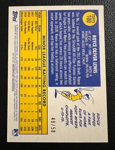 lot 166 image: 2019 Topps Heritage Royce Lewis #100 Rare 50 Rookie Minnesota Twins Baseball Card