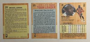 lot 187 image: Michael Jordan 3 Card Lot - 1991-92 Fleer #29, #211, and #375 Basketball Cards